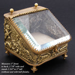 Antique French Napoleon III Pocket Watch Display Box, Casket, Figural WInged Cherubs or Putti