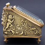 Antique French Napoleon III Pocket Watch Display Box, Casket, Figural WInged Cherubs or Putti