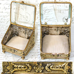 Antique French Napoleon III Pocket Watch Display Box, Casket, Figural WInged Cherubs or Putti