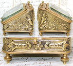 Antique French Napoleon III Pocket Watch Display Box, Casket, Figural WInged Cherubs or Putti