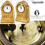 Antique Jennings Brothers Marked 6" Desk or Boudoir Clock, Gilded with Figural Bas Relief
