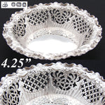 Antique English Sterling Silver Bonbon, Candies or Berry Dish, Ornate Reticulated
