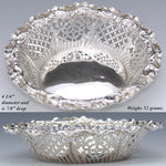 Antique English Sterling Silver Bonbon, Candies or Berry Dish, Ornate Reticulated