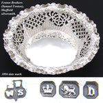 Antique English Sterling Silver Bonbon, Candies or Berry Dish, Ornate Reticulated