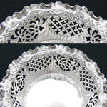 Antique English Sterling Silver Bonbon, Candies or Berry Dish, Ornate Reticulated