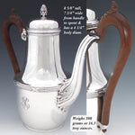 Antique French Sterling Silver 30oz Tea or Coffee Pot, Acanthus Spout & Pomegranate Finial