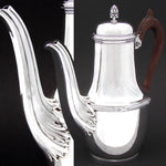 Antique French Sterling Silver 30oz Tea or Coffee Pot, Acanthus Spout & Pomegranate Finial