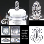 Antique French Sterling Silver 30oz Tea or Coffee Pot, Acanthus Spout & Pomegranate Finial