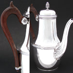 Antique French Sterling Silver 30oz Tea or Coffee Pot, Acanthus Spout & Pomegranate Finial