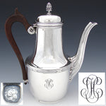 Antique French Sterling Silver 30oz Tea or Coffee Pot, Acanthus Spout & Pomegranate Finial