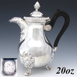 Antique French Sterling Silver 20oz Bachelor or Solitaire Size Tea or Coffee Pot, Ornate Foliate