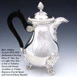 Antique French Sterling Silver 20oz Bachelor or Solitaire Size Tea or Coffee Pot, Ornate Foliate