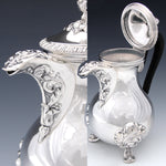Antique French Sterling Silver 20oz Bachelor or Solitaire Size Tea or Coffee Pot, Ornate Foliate