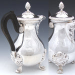 Antique French Sterling Silver 20oz Bachelor or Solitaire Size Tea or Coffee Pot, Ornate Foliate