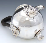 Antique French Sterling Silver 20oz Bachelor or Solitaire Size Tea or Coffee Pot, Ornate Foliate