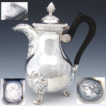 Antique French Sterling Silver 20oz Bachelor or Solitaire Size Tea or Coffee Pot, Ornate Foliate
