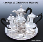Antique French Sterling Silver 20oz Bachelor or Solitaire Size Tea or Coffee Pot, Ornate Foliate