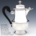 Elegant Antique French Sterling Silver 10oz Solitaire Tea or Coffee Pot, Classical Style