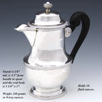 Elegant Antique French Sterling Silver 10oz Solitaire Tea or Coffee Pot, Classical Style