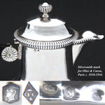 Elegant Antique French Sterling Silver 10oz Solitaire Tea or Coffee Pot, Classical Style
