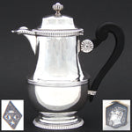 Elegant Antique French Sterling Silver 10oz Solitaire Tea or Coffee Pot, Classical Style
