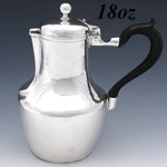 Antique to Vintage French Hallmarked Sterling Silver Tea or Coffee Pot, Art Deco Style
