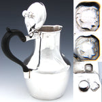 Antique to Vintage French Hallmarked Sterling Silver Tea or Coffee Pot, Art Deco Style