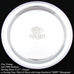 Vintage Durham Sterling Silver 11.25" Charger or Serving Tray, Ornate "MHW" Monogram