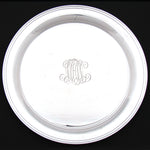 Vintage Durham Sterling Silver 11.25" Charger or Serving Tray, Ornate "MHW" Monogram