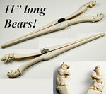 Antique Victorian Carved Ivory Wolf or Bear Glove Stretcher - Black Forest Germany Carving