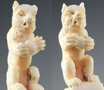 Antique Victorian Carved Ivory Wolf or Bear Glove Stretcher - Black Forest Germany Carving