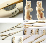 Antique Victorian Carved Ivory Wolf or Bear Glove Stretcher - Black Forest Germany Carving