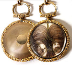 Antique Georgian to Victorian Era Heavy 14k Gold Plate Pocket Watch Style Hair Art Mourning Locket