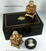 Fine Antique French Napoleon III era 11" Jewelry or Desktop or Cigar Box, Chest, Lock with Key