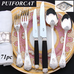 Elegant Antique French PUIFORCAT Sterling Silver 71pc Flatware Set, Louis XV Pattern