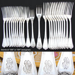 Elegant Antique French PUIFORCAT Sterling Silver 71pc Flatware Set, Louis XV Pattern