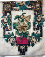 Antique Victorian Beadwork and Needlepoint 17" x 14" Shield Panel for Firescreen or to Make Pillow