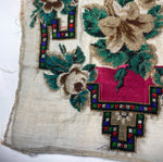 Antique Victorian Beadwork and Needlepoint 17" x 14" Shield Panel for Firescreen or to Make Pillow