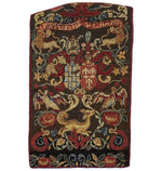 Superb Large Antique Armorial & Animal Needlepoint Tapestry, Lions, Doves, Fox, Family Crests for Pillow or Wall