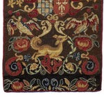 Superb Large Antique Armorial & Animal Needlepoint Tapestry, Lions, Doves, Fox, Family Crests for Pillow or Wall