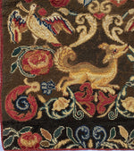 Superb Large Antique Armorial & Animal Needlepoint Tapestry, Lions, Doves, Fox, Family Crests for Pillow or Wall