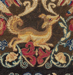 Superb Large Antique Armorial & Animal Needlepoint Tapestry, Lions, Doves, Fox, Family Crests for Pillow or Wall