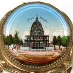 Antique French Grand Tour Style Souvenir Casket, Beveled Glass & Eglomise Scene "Invalides, Paris"