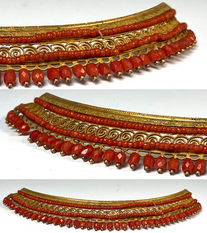Antique French Empire Red Coral Tiara, Napoleon I Era Diadem, Crown, Hair Ornament