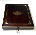 Antique French Napoleon III Era 8.5" Boulle Silverware or Jewelry Box, Working Lock w Key