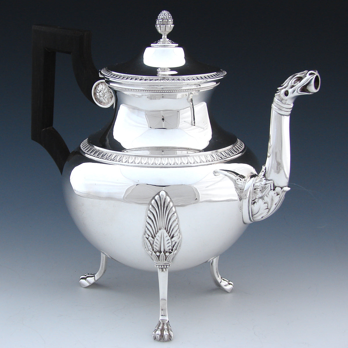 Antique French ODIOT Hallmarked Sterling Silver 4pc Coffee & Tea Service, Set, Empire Style