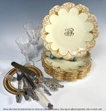 Superb Set of 10 Antique Royal Worcester 8.75" Plates c.1880, Gold Enamel on Cream Porcelain