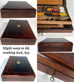 Antique French Watercolor Aquarelle Painting Artist's Box, Elegant Boulle Mahogany Chest