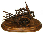 Antique French Bronze Sculpture, Farming or Pastoral Theme: a Mule or Horse Drawn Hay Cart