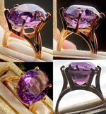 Fine Vintage 18k Gold Lady's Cocktail Ring with Excellent 16mm x 7mm Oval Amethyst